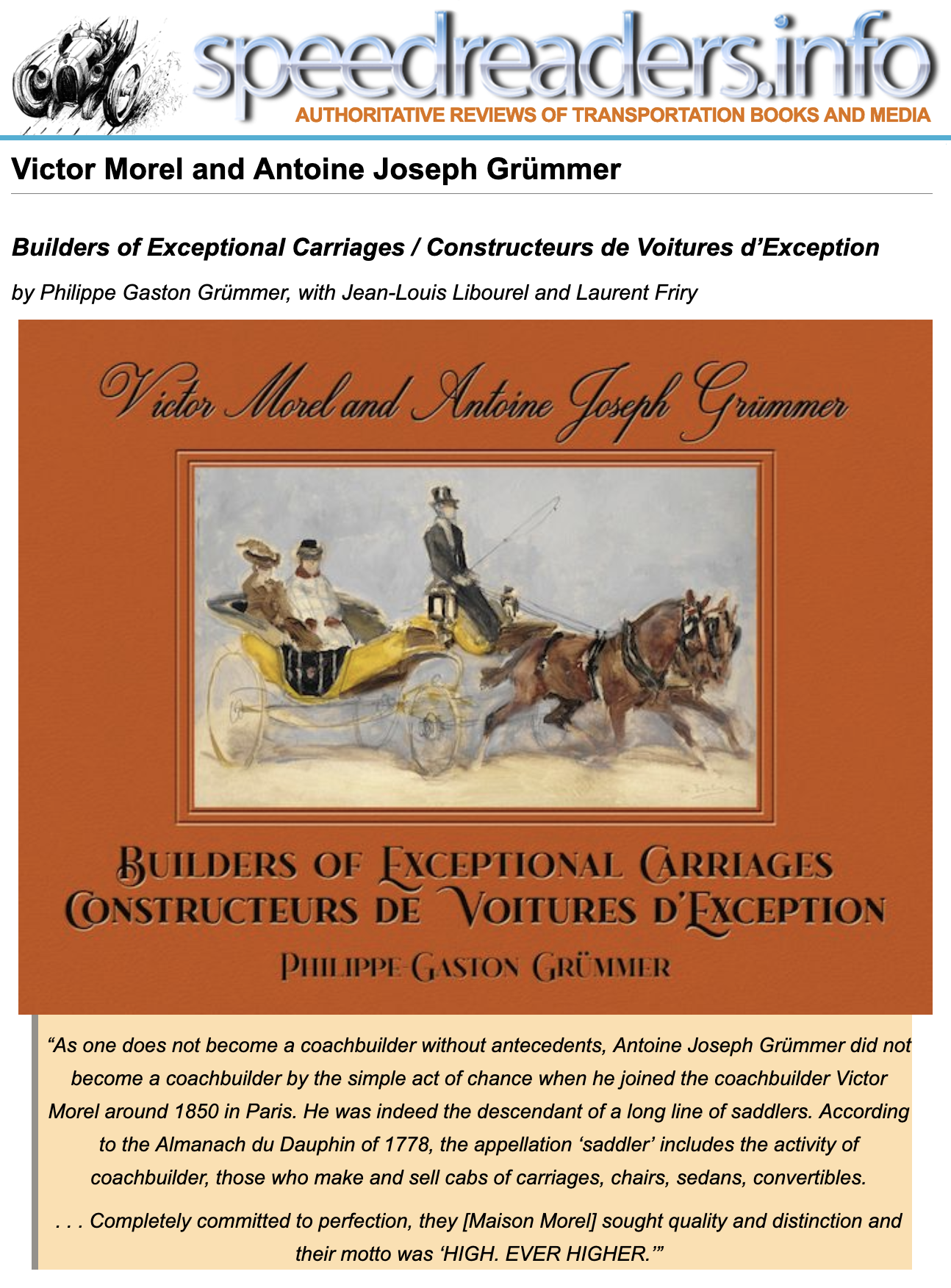 Victor Morel and Antoine Joseph Grummer: Builders of Exceptinal Carriages